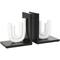 7" White MDF Abstract Layered U-Shaped Bookends with Black Stands Set